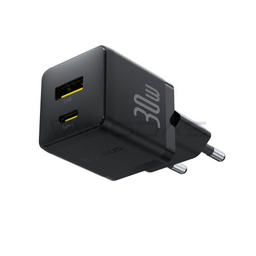 Wall charger Palm 30W USB + USB-C QC3.0 PD3.0 black  Wall charger Palm 30W USB + USB-C QC3.0 PD3.0 black