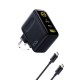 Sieninis įkroviklis PicoGo AE21 100W USB-A + 2xUSB-C QC PD su ekranu, juodas Sieninis įkroviklis PicoGo AE21 100W USB-A + 2xUSB-C QC PD su ekranu, juodas