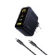 Sieninis įkroviklis PicoGo AE21 100W USB-A + 2xUSB-C QC PD su ekranu, juodas Sieninis įkroviklis PicoGo AE21 100W USB-A + 2xUSB-C QC PD su ekranu, juodas