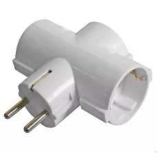 Tinklo šakotuvas Schuko 3 lizdų su įžeminimu baltas - trišakis 250V~/10A max