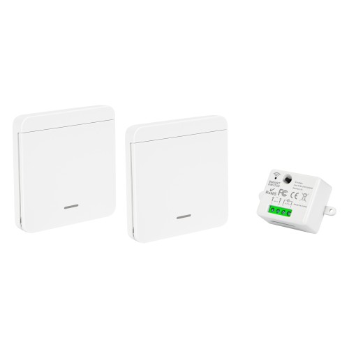 Belaidis vieno šviesos jungiklis, 2 jungikliai + imtuvas Belaidis vieno šviesos jungiklis, 2 jungikliai + imtuvas