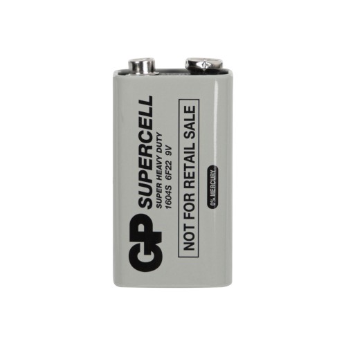 Cinko-anglies baterija 9V 6F22 GP SUPERCELL Cinko-anglies baterija 9V 6F22 GP SUPERCELL
