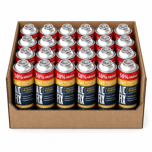 Dujinis šaltnešis oro kondicionieriams 3in1 R12 R134a 235g AC FIX 24 vnt, pakuotė Dujinis šaltnešis oro kondicionieriams 3in1 R12 R134a 235g AC FIX 24 vnt, pakuotė