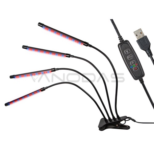 Four-lamp floor lamp for growing plants with a clip  Four-lamp floor lamp for growing plants with a clip