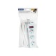 PR-370WSP/USB 3 lizdų maitinimo prailgintuvas + USB su įžeminimu + jungikliu 3 m, baltas, 3x1.5 mm