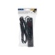 PR-470WSP/USB prailgintuvas 4 lizdų + USB su įžeminimu + jungikliu 1.5 m JUODAS 3x1.5 mm
