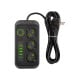 PS-330S 3 lizdų tinklo ilgintuvas 4xUSB 1xUSB-C 3m juodas 2x1mm