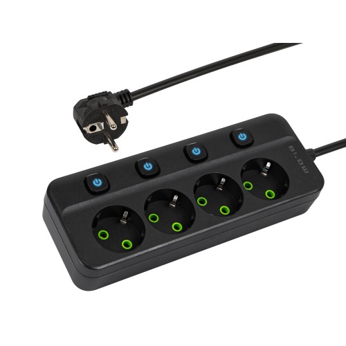 PS-480S 4-Socket Power Extension Cord 3m Black 3x1mm PS-480S 4-Socket Power Extension Cord 3m Black 3x1mm