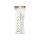 PS-520 5-Socket 3xUSB Power Extension Cord 2m White 2x1mm