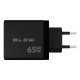 Sieninis įkroviklis USB lizdas + USB-Cx2 PD 65W GAN juodas
