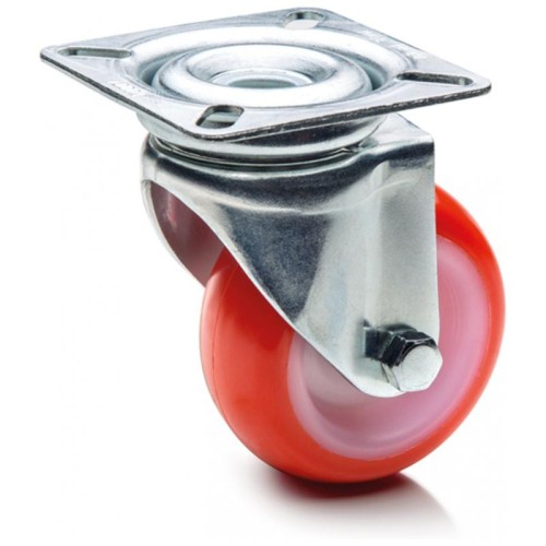 60mm polyurethane swivel wheel with mounting plate, load capacity 70 kg RE.C6-060-SBL 60mm polyurethane swivel wheel with mounting plate, load capacity 70 kg RE.C6-060-SBL