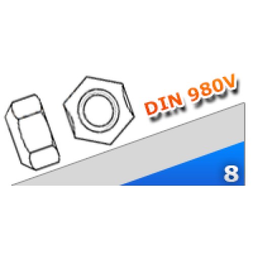DIN 980V M4 nut, class 8, galvanized, (100 pcs) DIN 980V M4 nut, class 8, galvanized, (100 pcs)