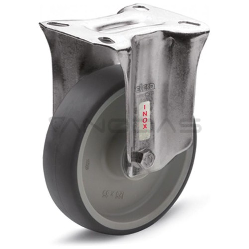 Fixed wheel fi 100mm rubber with mounting plate, load capacity 100 kg RE.G1-100-PBL-N-SST  Fixed wheel fi 100mm rubber with mounting plate, load capacity 100 kg RE.G1-100-PBL-N-SST