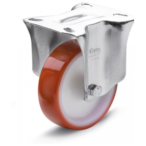Fiksuotas ratas fi 100 mm poliuretanas su tvirtinimo plokšte, keliamoji galia 170 kg RE.FF-100-PBL-N Fiksuotas ratas fi 100 mm poliuretanas su tvirtinimo plokšte, keliamoji galia 170 kg RE.FF-100-PBL-N