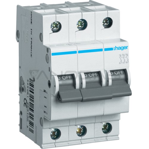 Grandinės pertraukiklis HAGER 6 KA B 16A MB316A Grandinės pertraukiklis HAGER 6 KA B 16A MB316A