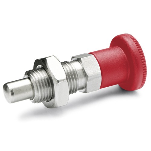 Indexing pin GN 817-12-15-B-NI-RT - stainless steel, with red knob red Indexing pin GN 817-12-15-B-NI-RT - stainless steel, with red knob red