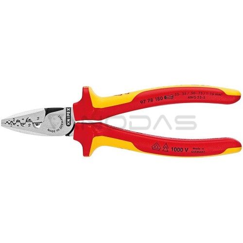 KNIPEX Užspaudimo replės kabelio galinėms movoms, VDE 97 78 180 KNIPEX Užspaudimo replės kabelio galinėms movoms, VDE 97 78 180