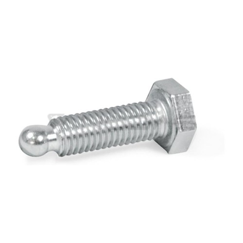 Stainless steel screw with hexagon head GN 933.5-M10-55-ZK - pressure pad made of brass / plastic / ball end Stainless steel screw with hexagon head GN 933.5-M10-55-ZK - pressure pad made of brass / plastic / ball end