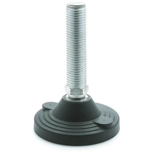Swivel foot with anchoring holes LV.F-125-ACV-M24x136 - technopolymer base, threaded pin, steel, galvanized Swivel foot with anchoring holes LV.F-125-ACV-M24x136 - technopolymer base, threaded pin, steel, galvanized