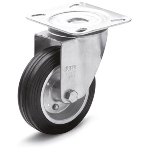 Swivel wheel fi 125mm rubber with mounting plate, load capacity 130 kg RE.E3-125-SBL-N Swivel wheel fi 125mm rubber with mounting plate, load capacity 130 kg RE.E3-125-SBL-N