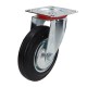 Swivel wheel fi 160mm rubber with mounting plate, load capacity 145 kg 4001 - 160x40