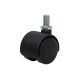 Swivel wheel fi 30mm, plastic furniture with threaded pin, load capacity 15 kg TWT-30