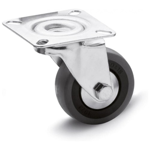 Swivel wheel fi 40mm rubber with mounting plate, load capacity 30 kg RE.C7-040-SBL Swivel wheel fi 40mm rubber with mounting plate, load capacity 30 kg RE.C7-040-SBL
