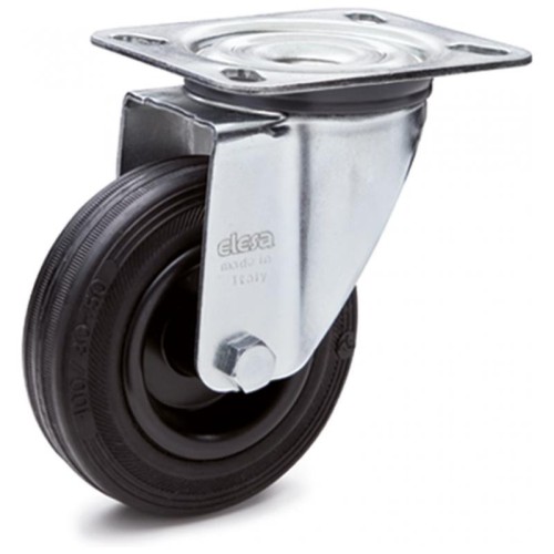 Swivel wheel fi 80mm rubber with mounting plate, load capacity 65 kg RE.E2-080-SBL-N Swivel wheel fi 80mm rubber with mounting plate, load capacity 65 kg RE.E2-080-SBL-N