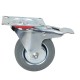 Swivel wheel, diameter 100 mm, rubber, with a brake, with a mounting plate, load capacity: 70 kg, 4023 - 100x30