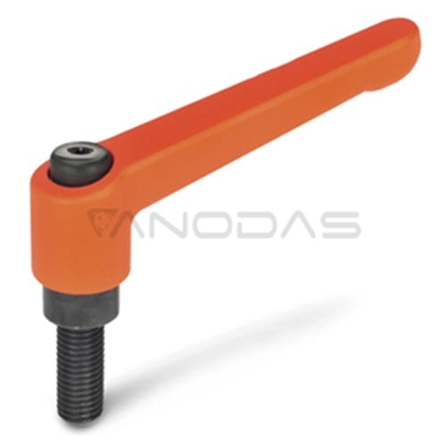 Reguliuojama svirtis GN 300-63-M6-50-OS - su srieginiu kaiščiu oranžinė  Reguliuojama svirtis GN 300-63-M6-50-OS - su srieginiu kaiščiu oranžinė