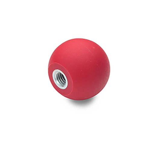 Rutulinė rankenėlė DIN 319-KT-40-M12-E-RT - raudonas plastikas Rutulinė rankenėlė DIN 319-KT-40-M12-E-RT - raudonas plastikas