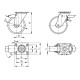 Swivel wheel fi 150mm plastic with brake with mounting plate, load capacity 500 kg RE.F8-150-SBF-H