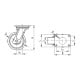 Swivel wheel fi 250mm polyurethane with mounting plate, load capacity 1900 kg RE.F4-250-SSL-WEH