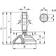 Swinging foot LVQ.A-60-14-SST-M16x168 - technopolymer base, threaded pin, stainless steel