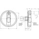 Handwheel with revolving handle GN 923.3-160-K14-R-SW - aluminum, foldable handle, lockable black