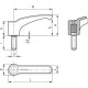 Lever handle ERF.44 p-M6x16-C1 - threaded pin made of black galvanized steel