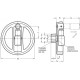Handwheel with revolving handle GN 924.7-125-B12-R-SR - aluminum, safe handle, automatically folding gray