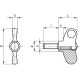 Wing nut EWN.40 p-M6x25-C1 - threaded pin made of black galvanized steel