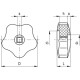 Knob with lugs, low version VCR.192/85-8x8 - Duroplast, square hole with reinforcement