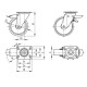 150mm polyurethane swivel wheel with brake and mounting plate, load capacity 700 kg RE.F4-150-SSF-H