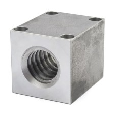 Trapezoidal nut, left, square, steel, with holes CQF 30X6L
