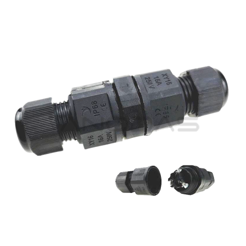 Jungtis hermetiška laidams 2polių, 250V, 16A, 0.5-2.5mm IP68 Eurolight Jungtis hermetiška laidams 2polių, 250V, 16A, 0.5-2.5mm IP68 Eurolight