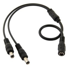 DC splitter - 2.1/5.5mm - 2x plug - 1x socket - 35cm cable
