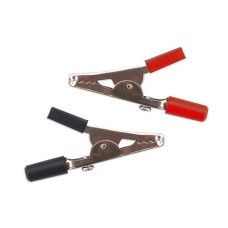Large crocodile clips - pair (black and red)