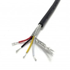 Cable 4x0.65mm² shielded, black insulation 1m