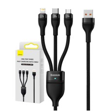 Baseus Flash Series 3in1 USB cable USB-C + micro USB + Lightning 100W 1.2m - Black