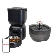 Petwant automatic food dispenser + drinker - black