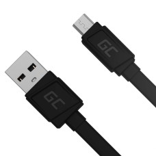 Micro USB Cable Flat 25 cm with quick charging support Green Cell