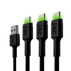Green Cell USB-C kabelių komplektas 3x QC 3.0 1.20 m 