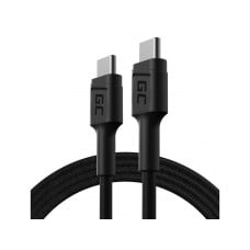 Kabelis Green Cell GC PowerStream USB-C - USB-C 120cm su maitinimo šaltiniu (60W), 480 Mbps, Ultra Charge, QC 3.0 